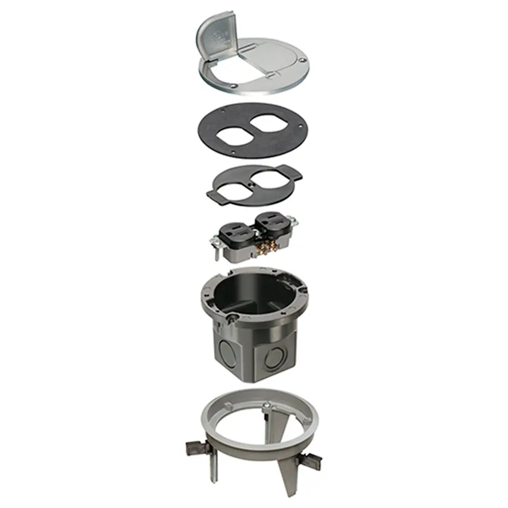 Dropin Floor Box Nickl - Arlington Round Nickel Cover Kit 1