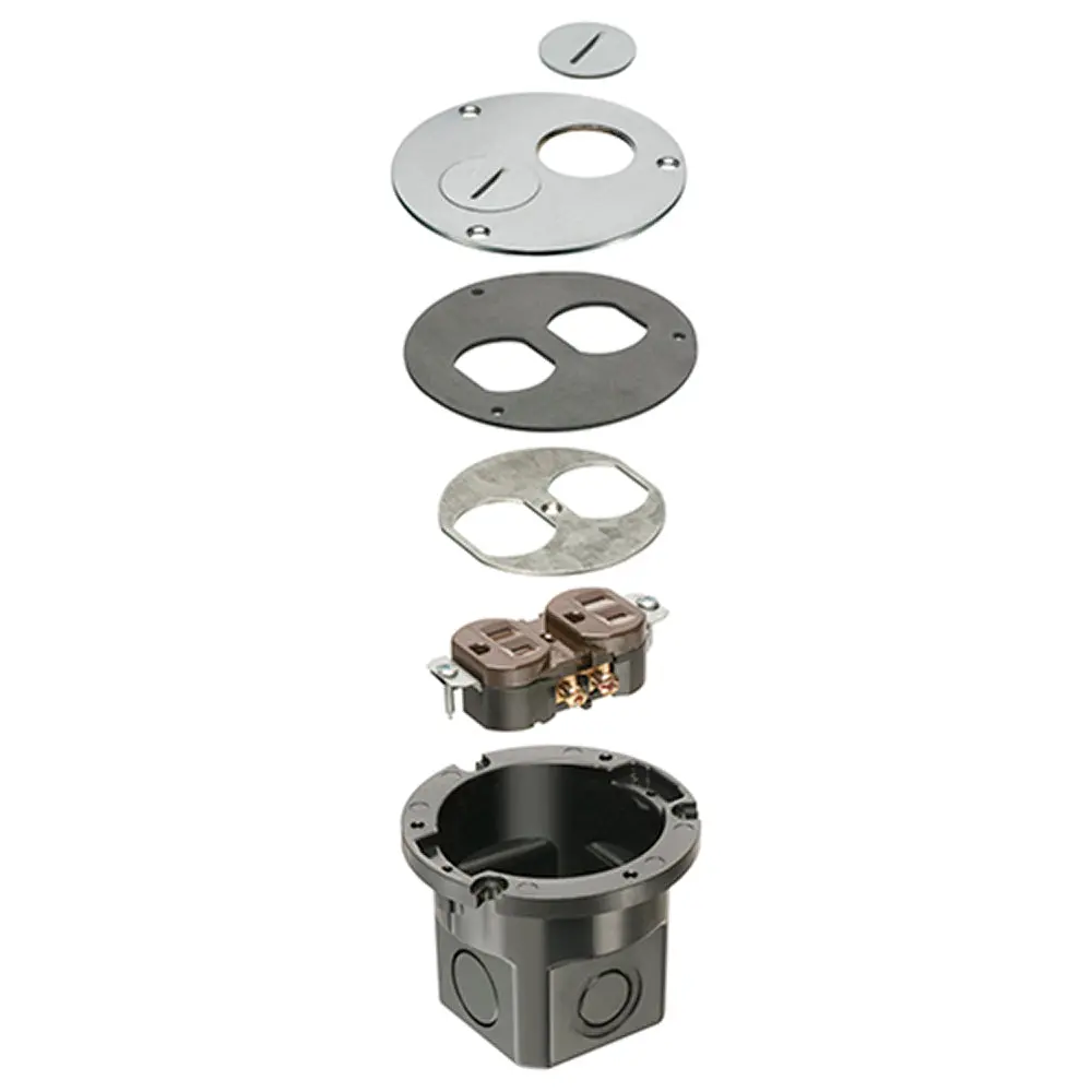 Flb3520nlgc Arlington Nickel Retro Floor Box - Flush Round Kit, Threaded Plugs 1