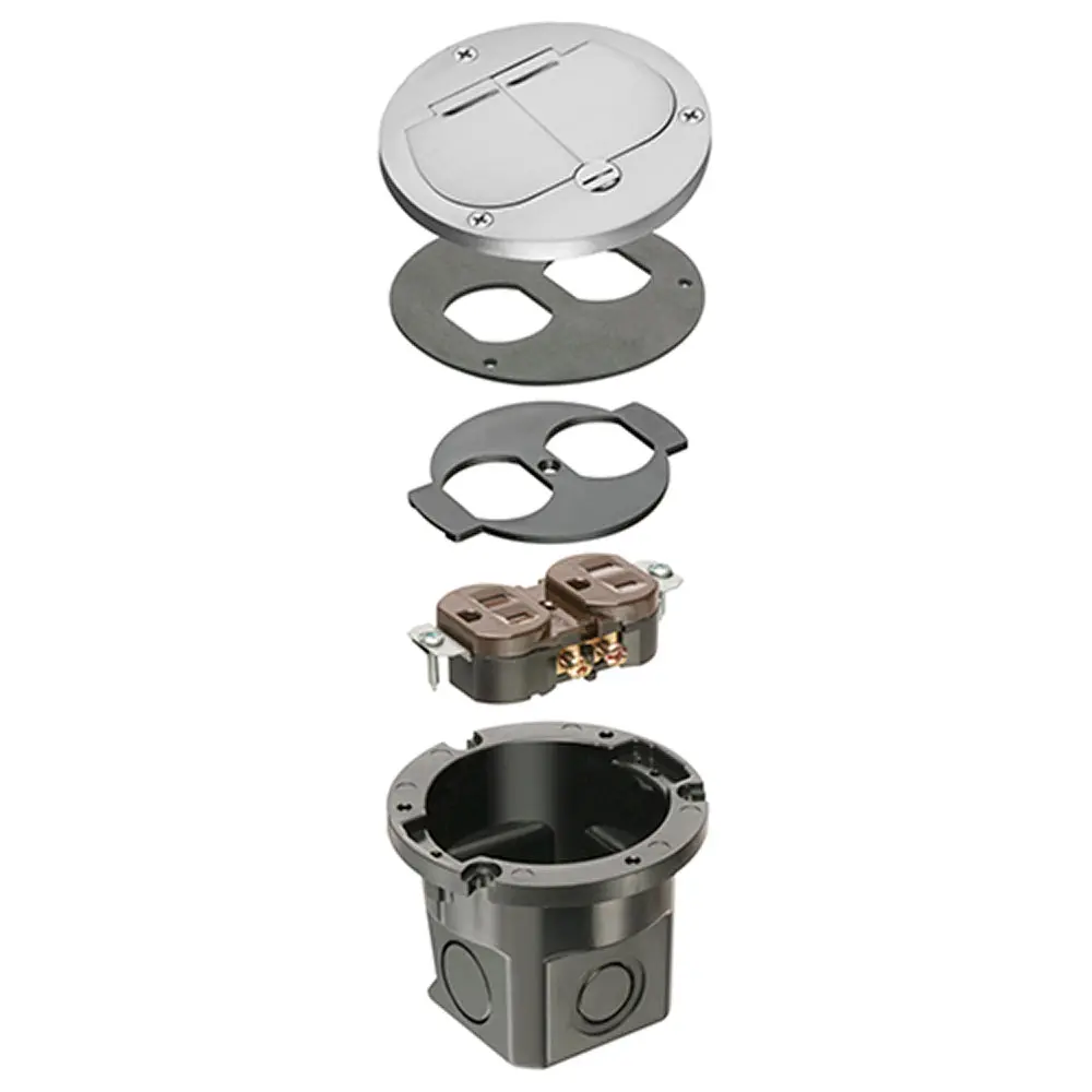Nickel Retro Floor Box Flip Lid Style - Arlington Flush Kit 1