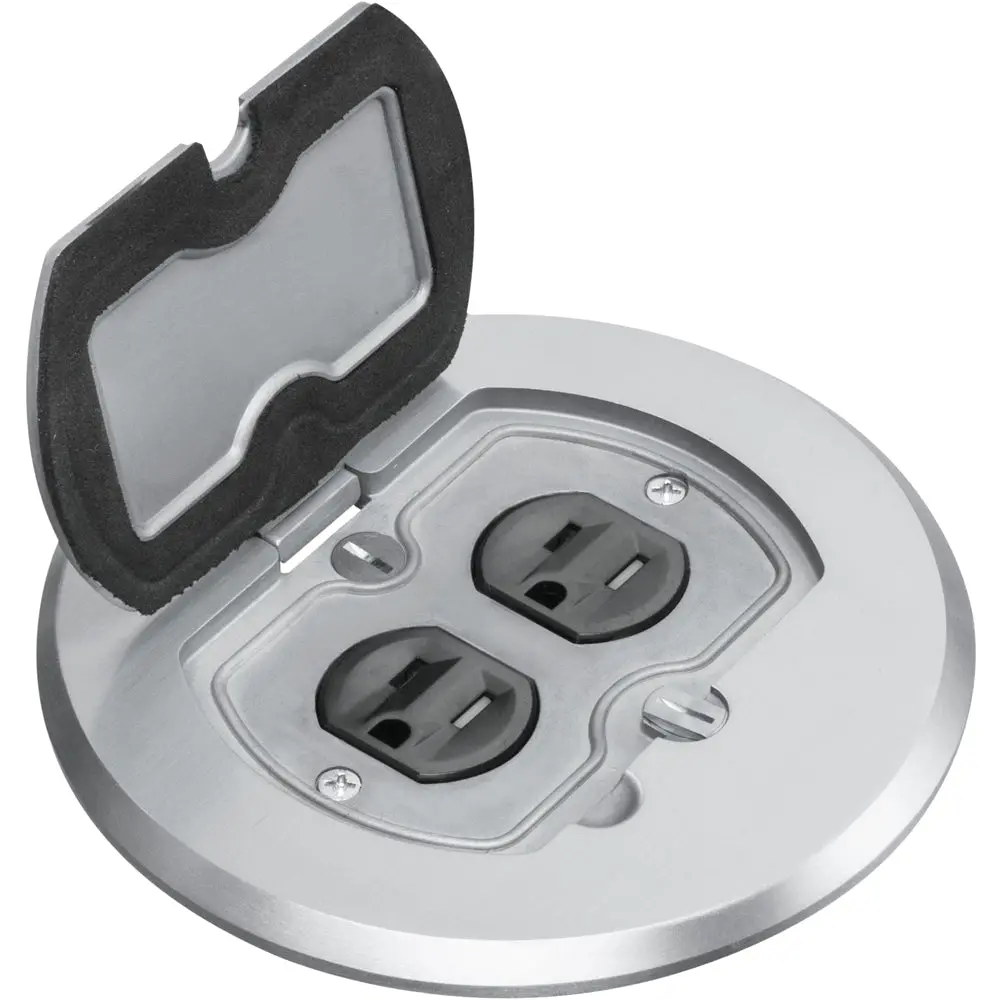Nickel Round Floor Box With Adjustable Cover By Arlington 1