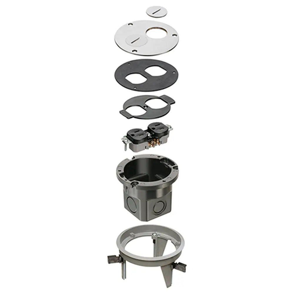 Nkl Dropin Floor Box By Arlington – Nickel, Round Cover Kit 1