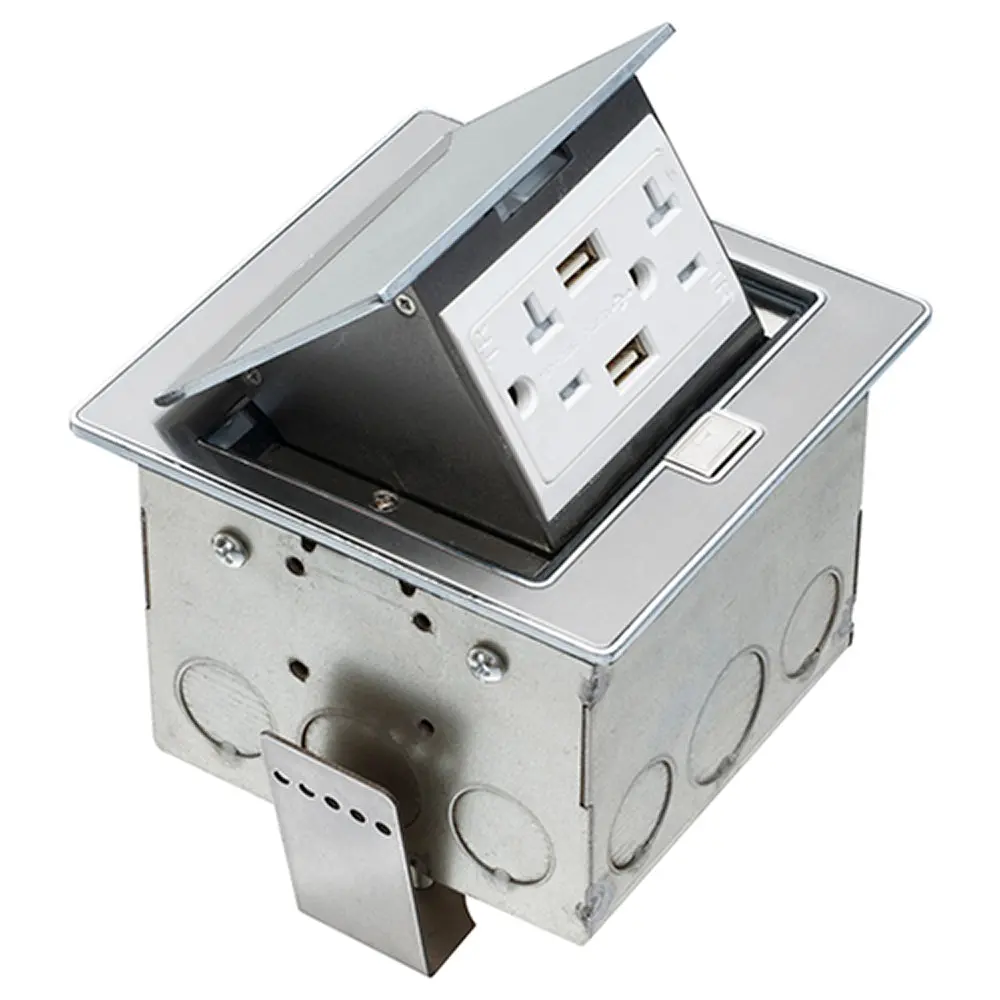 Trapdoor Countertop Bx W/ Two Usb Ports - Arlington Stainless Steel 1