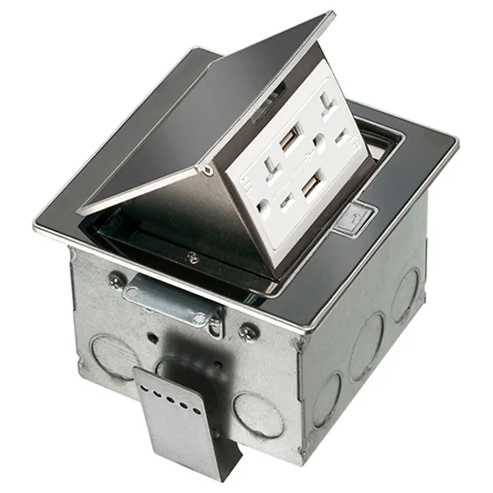 Trapdoor Countertop Tx Square Stainless Steel Box With Usb 1