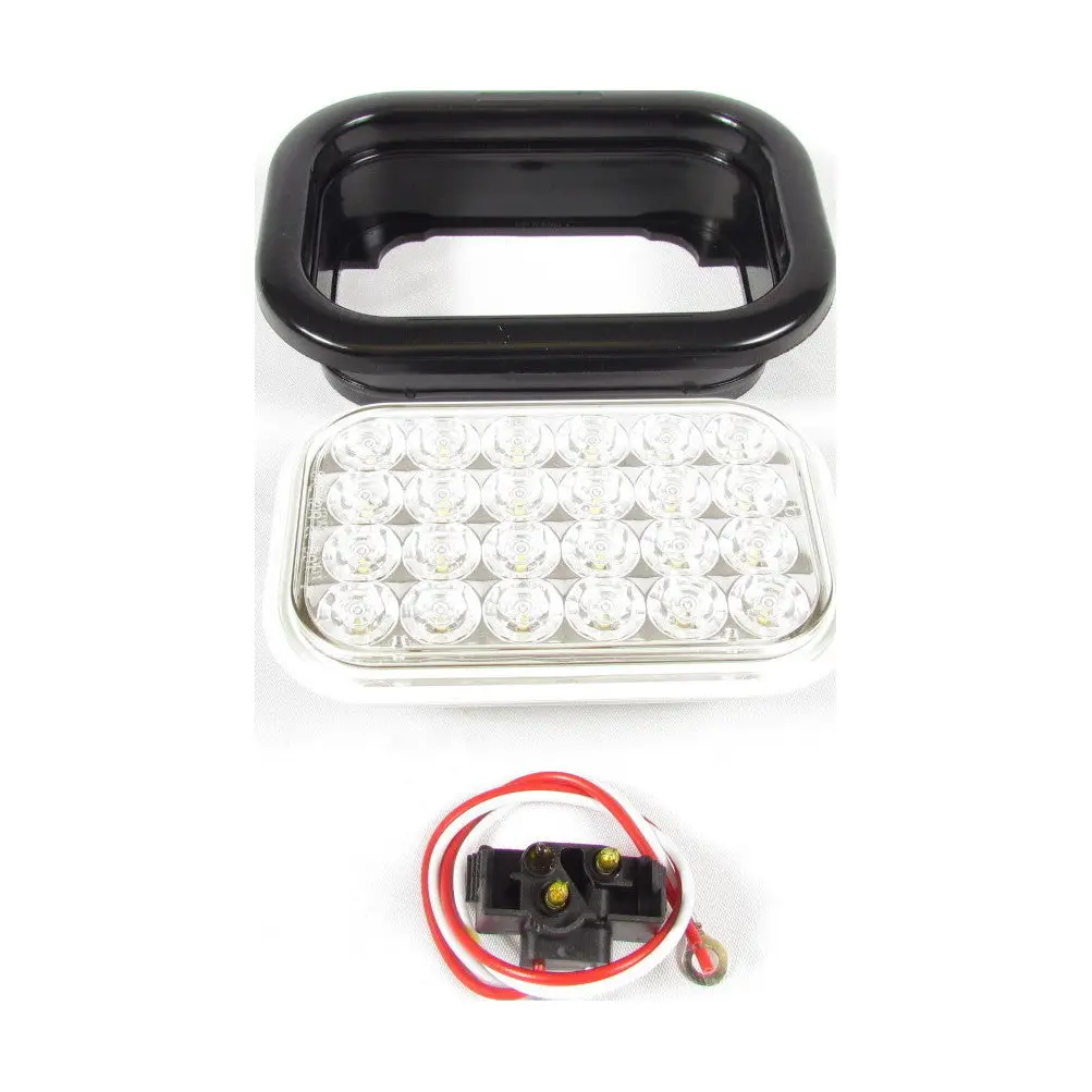 Fortpro 5 5/16" X 3 7/16" White Rectangular Backup Led Light With 24 Leds And Clear Lens | F235306 1