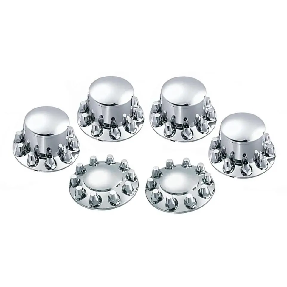 Fortpro Chrome Axle Cover Kit W/ 33Mm Thread-On Nuts Covers For Semi Trucks | F247500 1