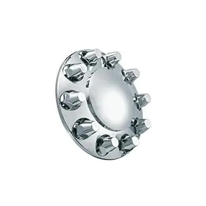 Fortpro Semi Truck Chrome Front Axle Wheel Cover Kit Hub Cap W/ 33Mm Thread-On Nuts Covers | F245694 1