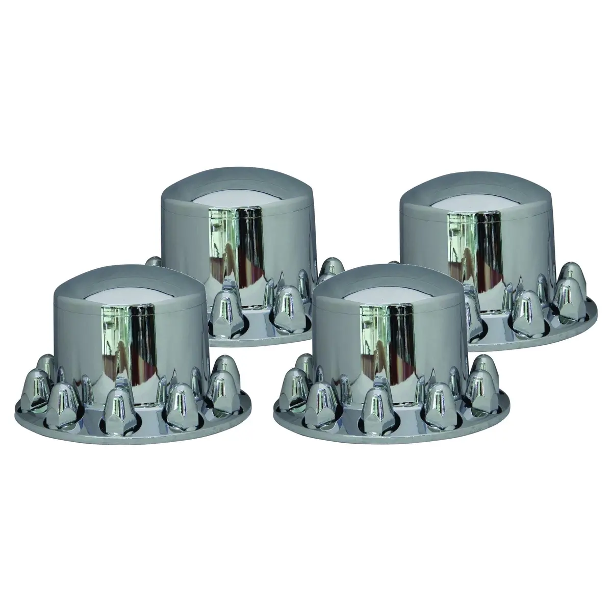 Fortpro Qty-4 Semi Truck Chrome Rear Axle Wheel Cover Kit Hub Cap W/ 33Mm Push-On Nuts Covers | F247606-4Qty 1