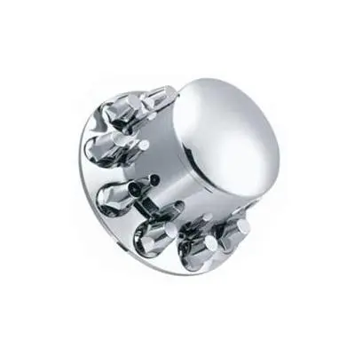 Fortpro Semi Truck Chrome Rear Axle Wheel Cover Kit Hub Cap W/ 33Mm Thread-On Nuts Covers | F245695 1