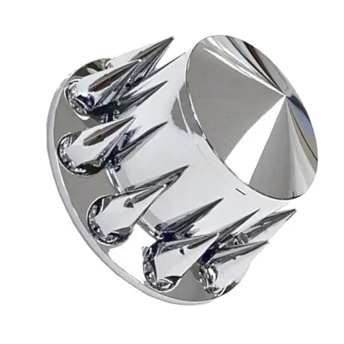 Fortpro Semi Truck Chrome Rear Axle Wheel Cone Style Cover Kit Hub Cap W/ 33Mm Spike Thread-On Nuts Covers | F247608 1
