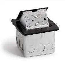 Countertop Electrical W/2 Usb Ports - Stainless Steel With 15 Amp Single Power 1