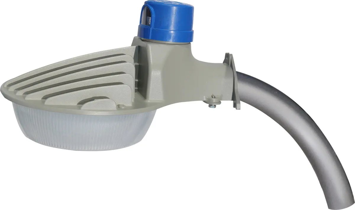 Dlc V4.0 Certified 50W Led Dusk To Dawn Light With Arm & Photocell - 5000 Lumens, 5000K, Bronze Finish, 100-277V 1