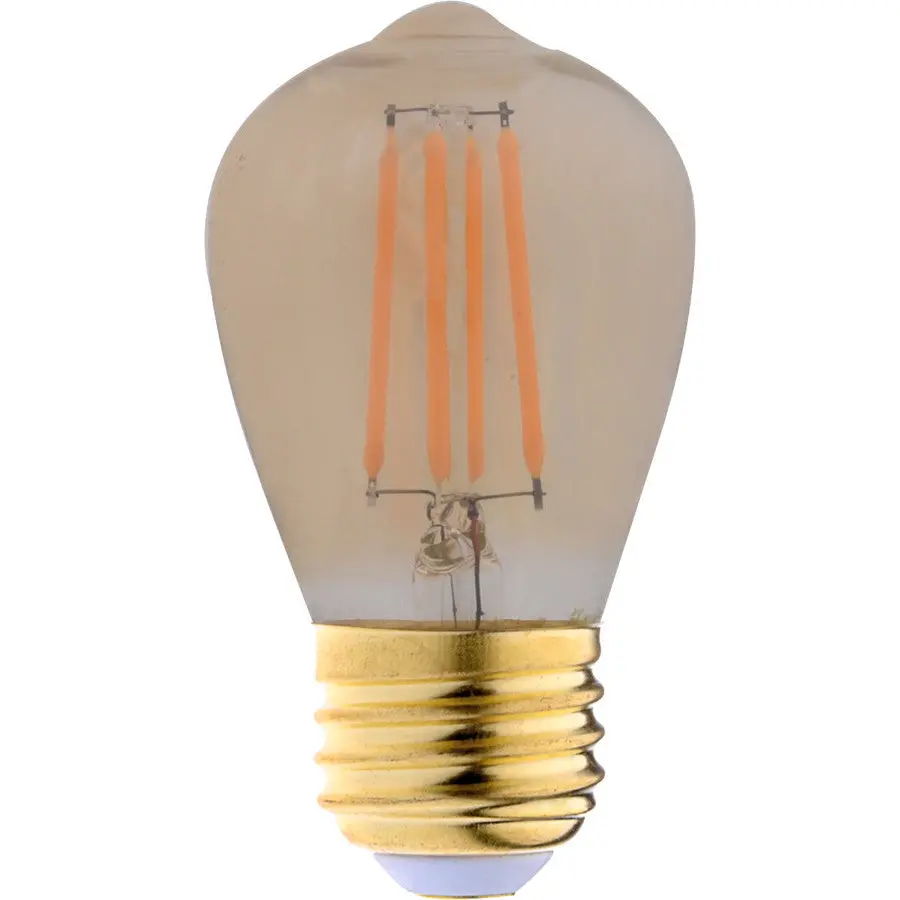 Eiko 09863 Led Advantage Filament S14 Bulb, 4W Dimmable, 250Lm, 2200K Warm White, E26 Base, 320° Beam Angle, 120Vac 1