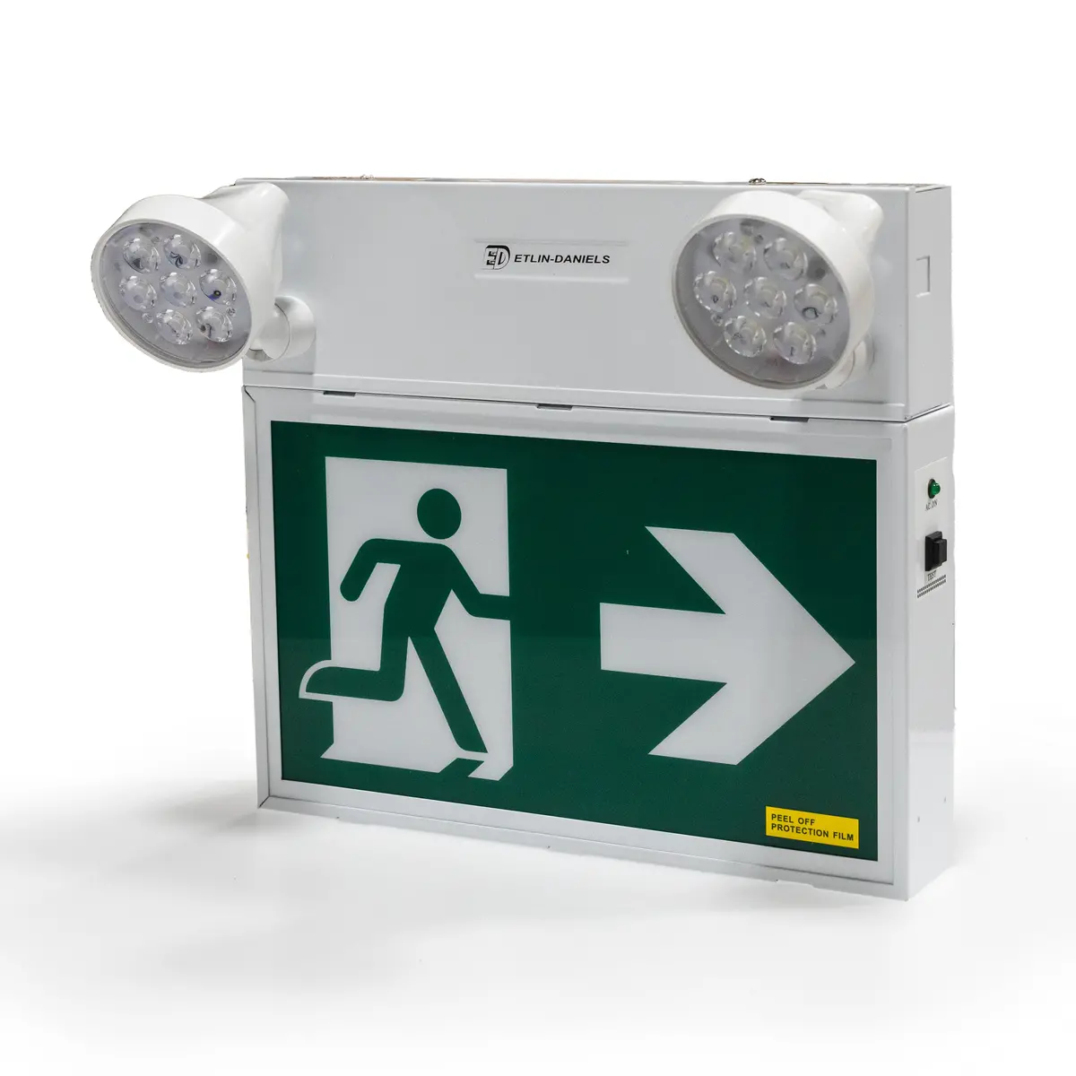 Ec302whm-A13-Bb-Gu-10Rc Led Running Man Exit Sign With Combo Heads, Metal Frame Single 1