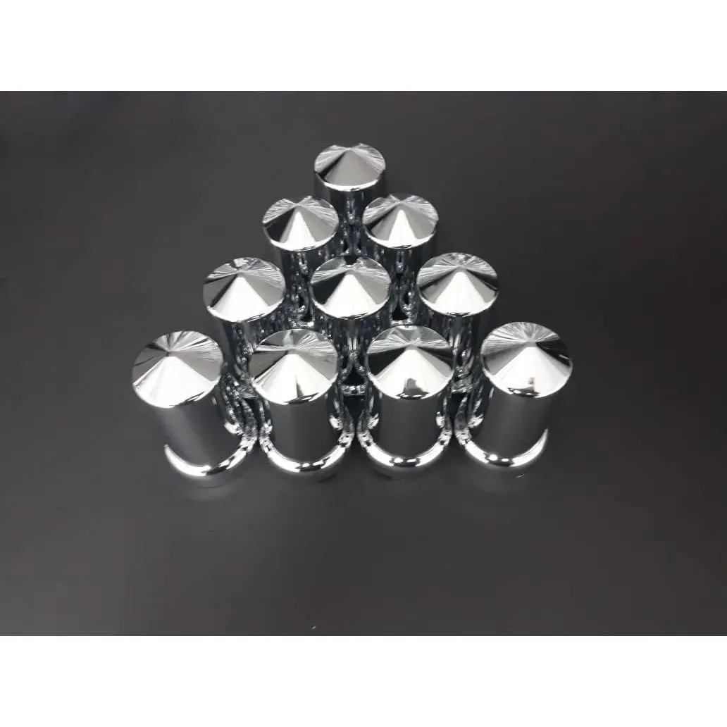 Fortpro 33Mm X 3 3/16" Chrome Pointed Cylinder Push-On Nuts Covers - 10 Pack | F247611 1