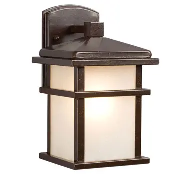 1-Light Outdoor Wall Mount Lantern 314480Bz - Bronze Finish, Frosted Seeded Glass, 100W, Non-Dimmable 1