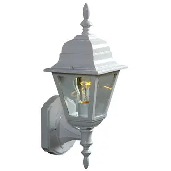 301021 Wh Outdoor Cast Aluminum Lantern, White Finish, Clear Beveled Glass, 100W Bulb, 6"X15-3/8"X6-3/4" 1
