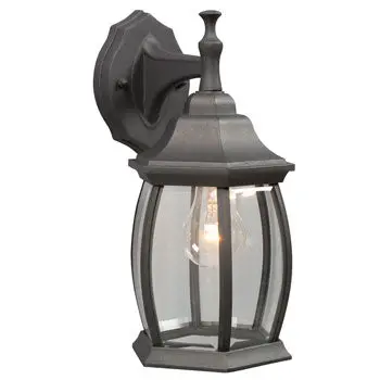 301090 Blk Outdoor Cast Aluminum Lantern - Black W/Clear Beveled Glass, 100W Max, Med Base 1