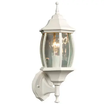 301091 Wh Outdoor Cast Aluminum Lantern - White, Clear Beveled Glass, 100W Bulb, Weather-Resistant 1