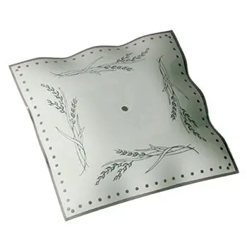 31288-14 - White Square Bedroom Glass With Wheat Pattern, 13.25"X13.25", Non-Dimmable, No Bulb Included 1