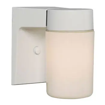 313218Wh Outdoor Cast Aluminum Wall Fixture, White Finish With White Glass, 60W Bulb, 4-1/2"W X 6-5/8"H 1