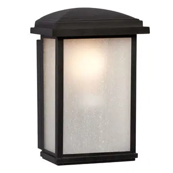 320490Bk - 1-Light Outdoor Wall Mount Lantern, Black, Frosted Seeded Glass, 60W A15 Bulb, Non-Dimmable 1