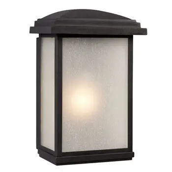 320690Bk 1-Light Outdoor Wall Lantern - Black Finish, Frosted Seeded Glass, 100W, Non-Dimmable 1
