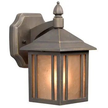334020Orb/Pa Outdoor Lantern - Oil Rubbed Bronze, Peach Amber Glass, 100W, 5"W X 9"H, Non-Dimmable 1