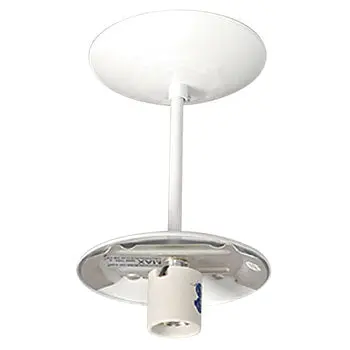 61008-Wh Semi-Flush Mount Light Holder, White Finish, 100W, Medium Base, Non-Dimmable, 5-1/8"D X 8-3/4"H 1