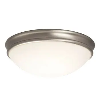 613335Bn Flush Mount Light - Brushed Nickel, Opal White Glass, 3 X 60W Bulbs, 14"D, Dimmable 1