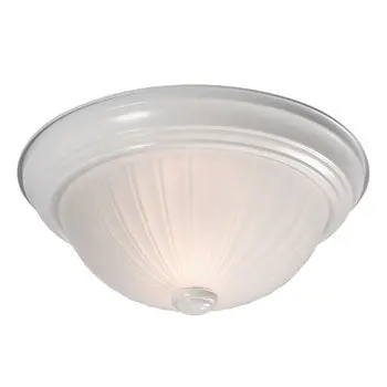 625021Wh Flush Mount - White Finish, Frosted Melon Glass, 2 X 40W Bulbs, 11-1/8"D X 4-5/8"H, Non-Dimmable 1