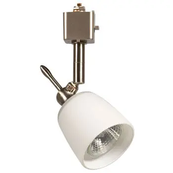 70314Bn/Wh Halogen Track Head, Brushed Nickel Finish With White Glass, Gu10 50W Bulb, Non-Dimmable 1