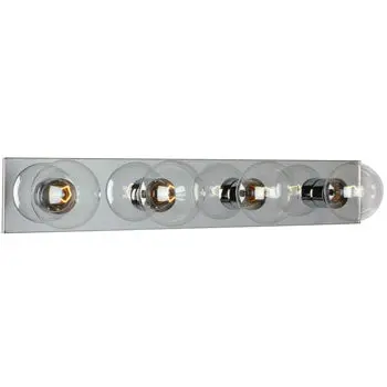 714624Ch Four Light Vanity Bar - Chrome Finish, G25 Bulbs, 24"W X 4.25"H, Med. Base, 60W, Non-Dimmable 1