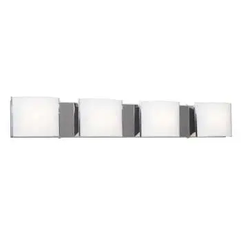 723309Ch Vanity Light With Polished Chrome Finish, Satin White Glass Shades, 4X100w, Non-Dimmable 1