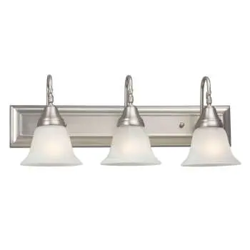 783003Pt - Three Light Vanity In Pewter With Frosted Alabaster Glass, 100W Med. Base, Non-Dimmable 1