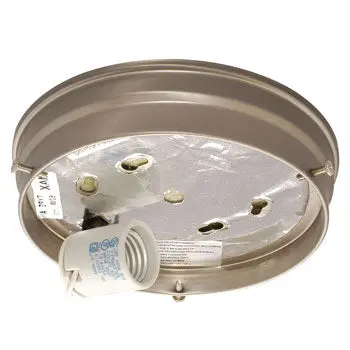 810208Ptr-H Utility Flush Mount Holder - Pewter Finish, 1 X 60W Bulb, White Glass, Non-Dimmable 1