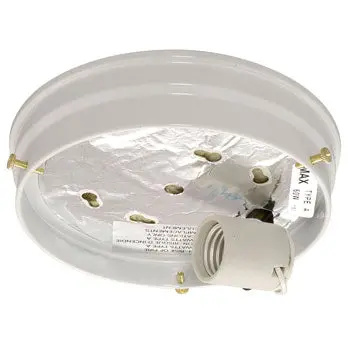 810208Wh-H Utility Flush Mount Holder - White, 60W Med Base, 6.75"D X 1.5"H, Non-Dimmable 1