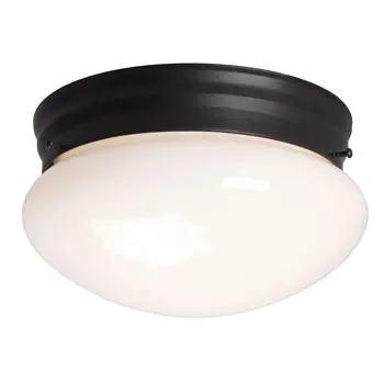 810210Orb Utility Flush Mount - Oil Rubbed Bronze Finish, White Glass, 100W Max, Med. Base, 9.5"X5.1" 1