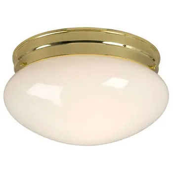 810210Pb Utility Flush Mount - Polished Brass With White Glass, 100W Med Base, Non-Dimmable 1