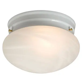 810308Wh Flush Mount - White With Marbled Glass, 60W Bulb, Medium Base, 7.5" X 4.75" 1