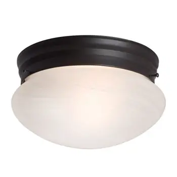 810310Orb Flush Mount - Oil Rubbed Bronze W/ Marbled Glass, 100W, 9"D X 5-1/8"H, Med Base, Non-Dimmable 1