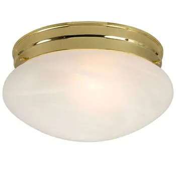 810310Pb Flush Mount - Polished Brass With Marbled Glass, 100W Med. Base, 9.5"D X 5.1"H, Non-Dimmable 1