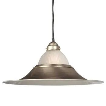 811331Pt/Fr Pewter Pendant Light With Clear Ribbed Glass, 1X100w Bulb, Med Base, 18"D X 9.5"H 1