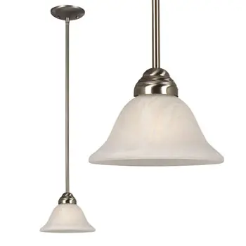 811852Bn Brushed Nickel Mini Pendant With Marbled Glass & Extension Rods - 60W, Dimmable 1