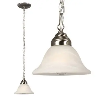 811862Bn Mini Pendant - Brushed Nickel W/ Marbled Glass, 60W, 6-3/4"D X 5-1/2"H, Med. Base Bulb 1