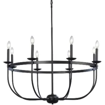 825826Bk 8 Lamp Chandelier Black - Steel Fixture, 60W Bulbs, 38.125" Diameter, 29.25" Height 1