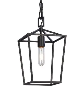925794Bk 1 Lamp Mini-Pendant Black, 60W A19 Med. Base, 8"X8"X13.5", Steel Fixture, Dry Location 1
