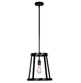 926744Bk Black Steel Pendant Lamp With Adjustable Extension Rods, 100W A19 Med. Base, Csa Safety Certified 1