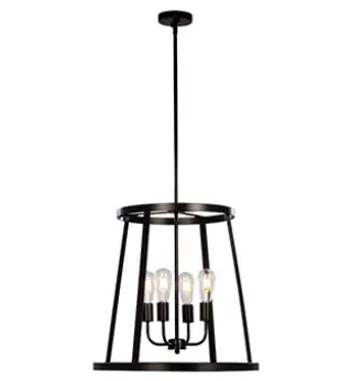 926745Bk 4 Lamp Black Pendant With Adjustable Ext. Rods And Swivel, 21.625" Diameter, 100W, Csa Certified 1