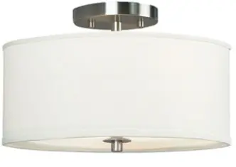 Ansley Semi-Flush Mount - Brushed Nickel, Off-White Linen Shade, 3X60w Bulbs, 14"D X 8.5"H, Non-Dimmable 1