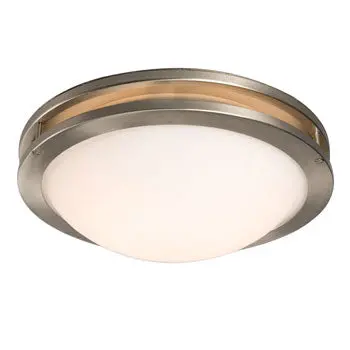 Avalon Flush Mount Light, Brushed Nickel & Satin White Glass, 2X60w, 13" Diameter, 4.5" Height, Non-Dimmable 1